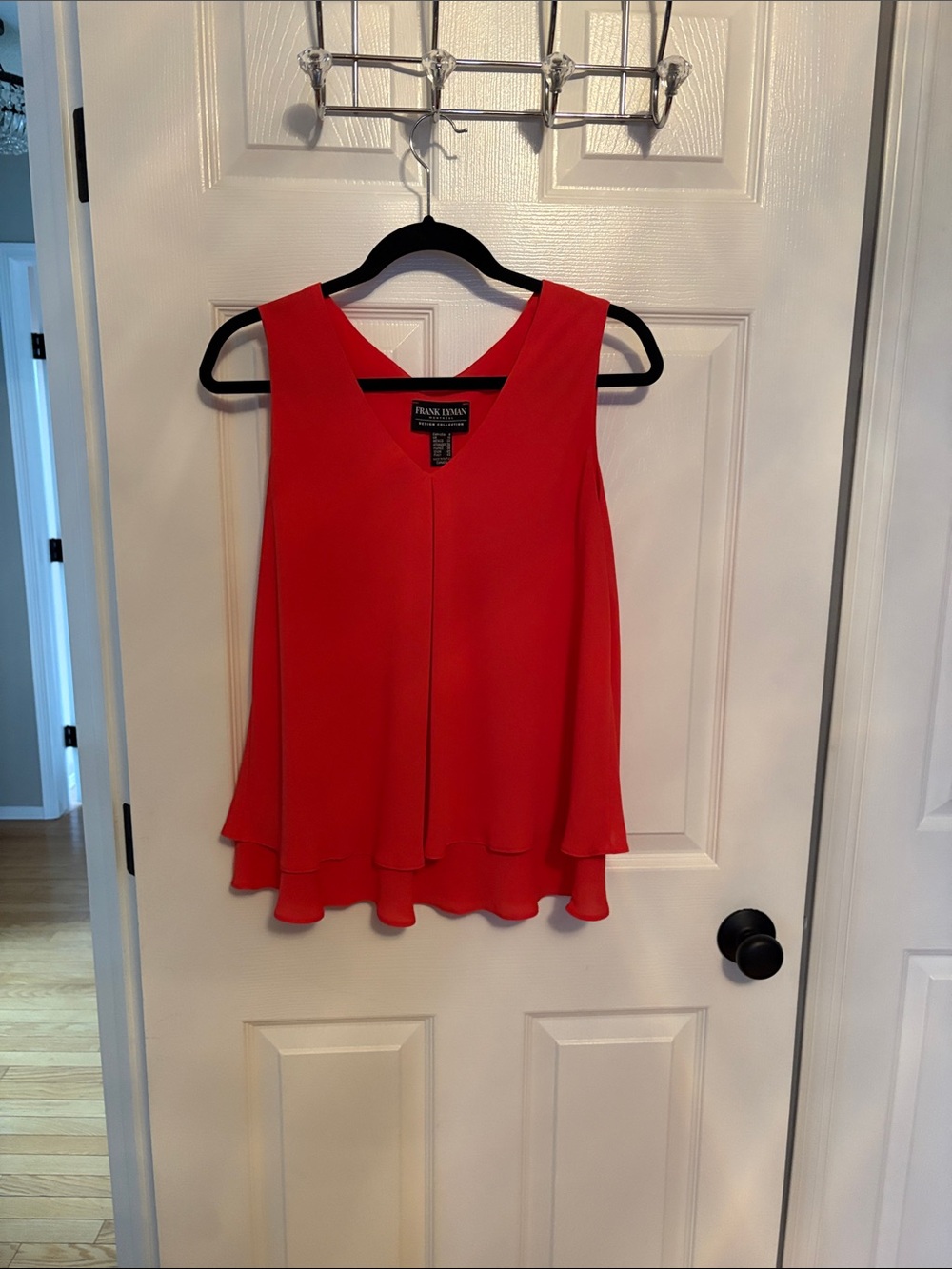 Frank Lyman Design Red Layered V-Neck Sleeveless Blouse
